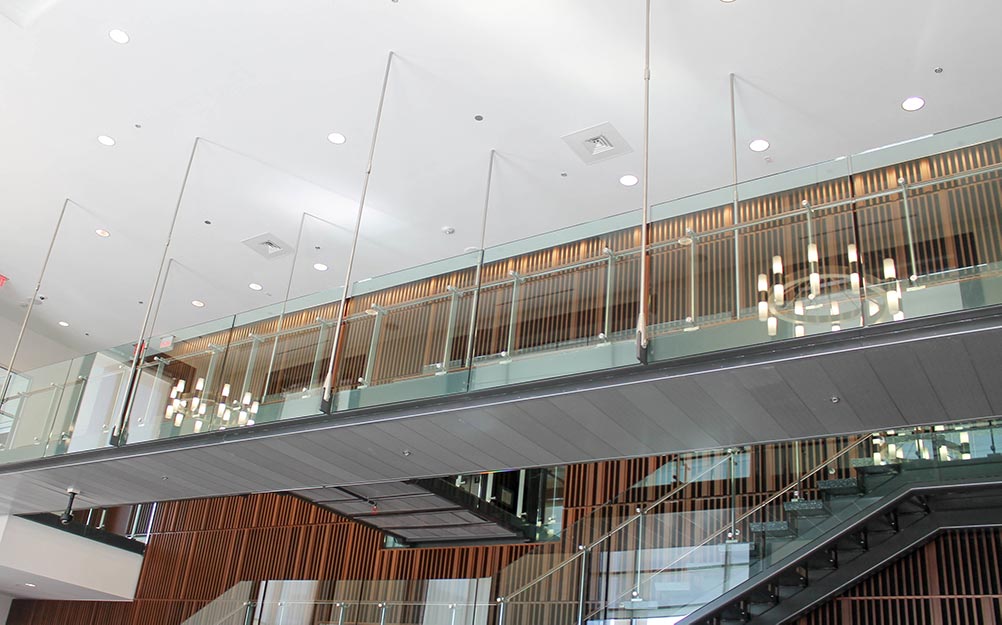 The new Hampton Virginia Circuit Court includes a beautiful catwalk suspended from stainless steel structural rods