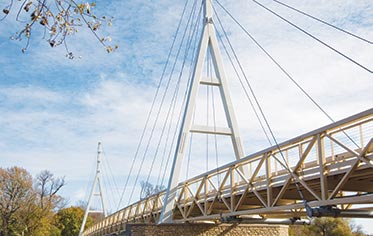 Ronstan Tensile Architecture was chosen as a supplier because of our extensive experience with cable stayed bridges, and Galfan coated cable assemblies. Ronstan also provided the cable infill on the railing system consisting of over 100 assemblies with swage terminal adjusters. These cables met the requirements to ensure a high level of safety while preserving aesthetics consistent with the overall design.