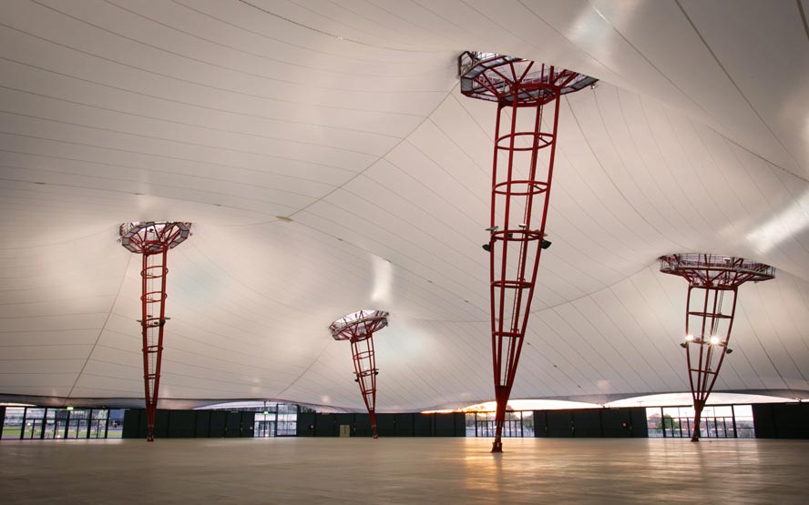 The Royal Melbourne Showground’s Grand Pavilion is one of the largest tensile fabric membrane structures in the Southern Hemisphere