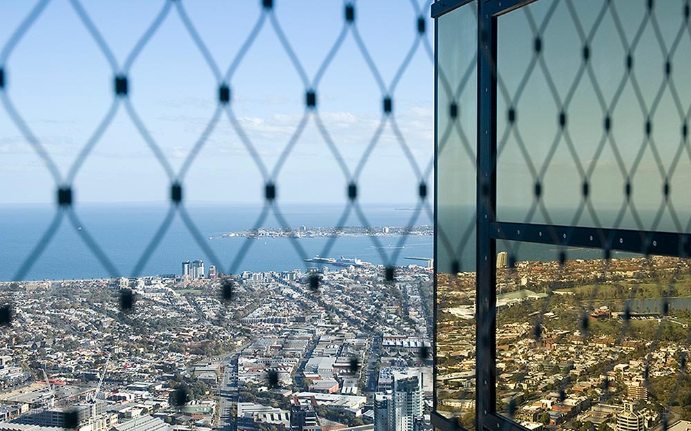 Eureka Tower Skydeck fall protection and safety barrier by Ronstan Tensile Achitecture